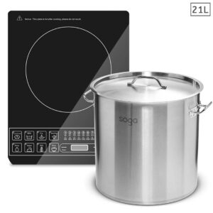 SOGA Electric Smart Induction Cooktop and 21L Stainless Steel Stockpot 30cm Stock Pot, Home & Living, Kitchen & Dining, Cookware, Induction Cookware, ,  - NZ DEPOT 1