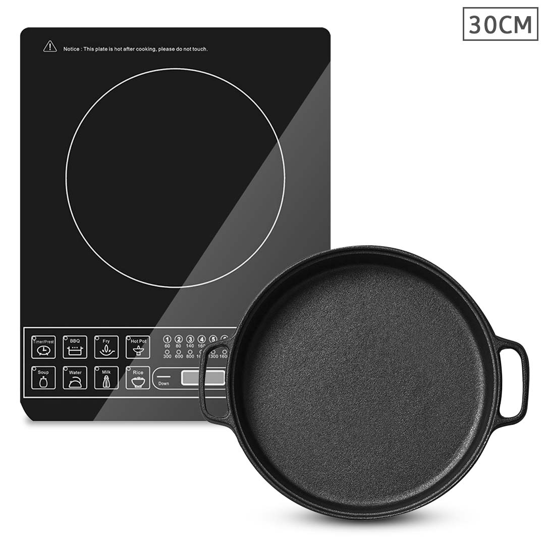 Soga Electric Smart Induction Cooktop And 30Cm Cast Iron Frying Pan Skillet Sizzle Platter, Home &Amp; Living, Kitchen &Amp; Dining, Cookware, Induction Cookware, ,  - Nz Depot 1