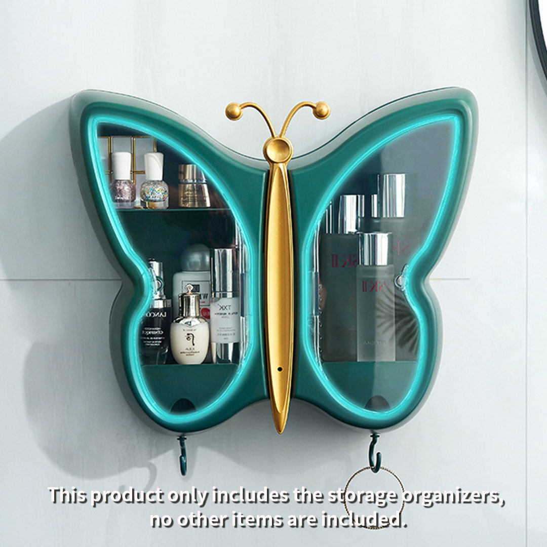 Soga Green Butterfly Shape Wall-Mounted Makeup Organiser Dustproof Waterproof Bathroom Storage Box Home Decor, Home, Bathroom, Bathroom Accessories, Bathroom Storage, ,  - Nz Depot 4