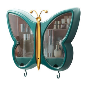 SOGA Green Butterfly Shape Wall Mounted Makeup Organiser Dustproof Waterproof Bathroom Storage Box Home Decor NZ DEPOT