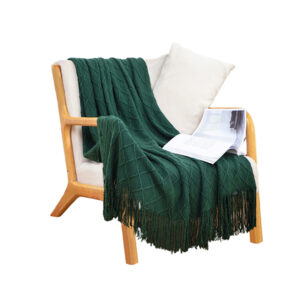 Soga Green Diamond Pattern Knitted Throw Blanket Warm Cozy Woven Cover Couch Bed Sofa Home Decor With Tassels Nz Depot - Nz Depot