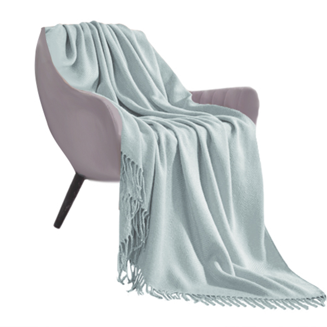 Soga Grey Acrylic Knitted Throw Blanket Solid Fringed Warm Cozy Woven Cover Couch Bed Sofa Home Decor, Home, Bed Linen, Throws And Blankets, Blankets, ,  - Nz Depot 1