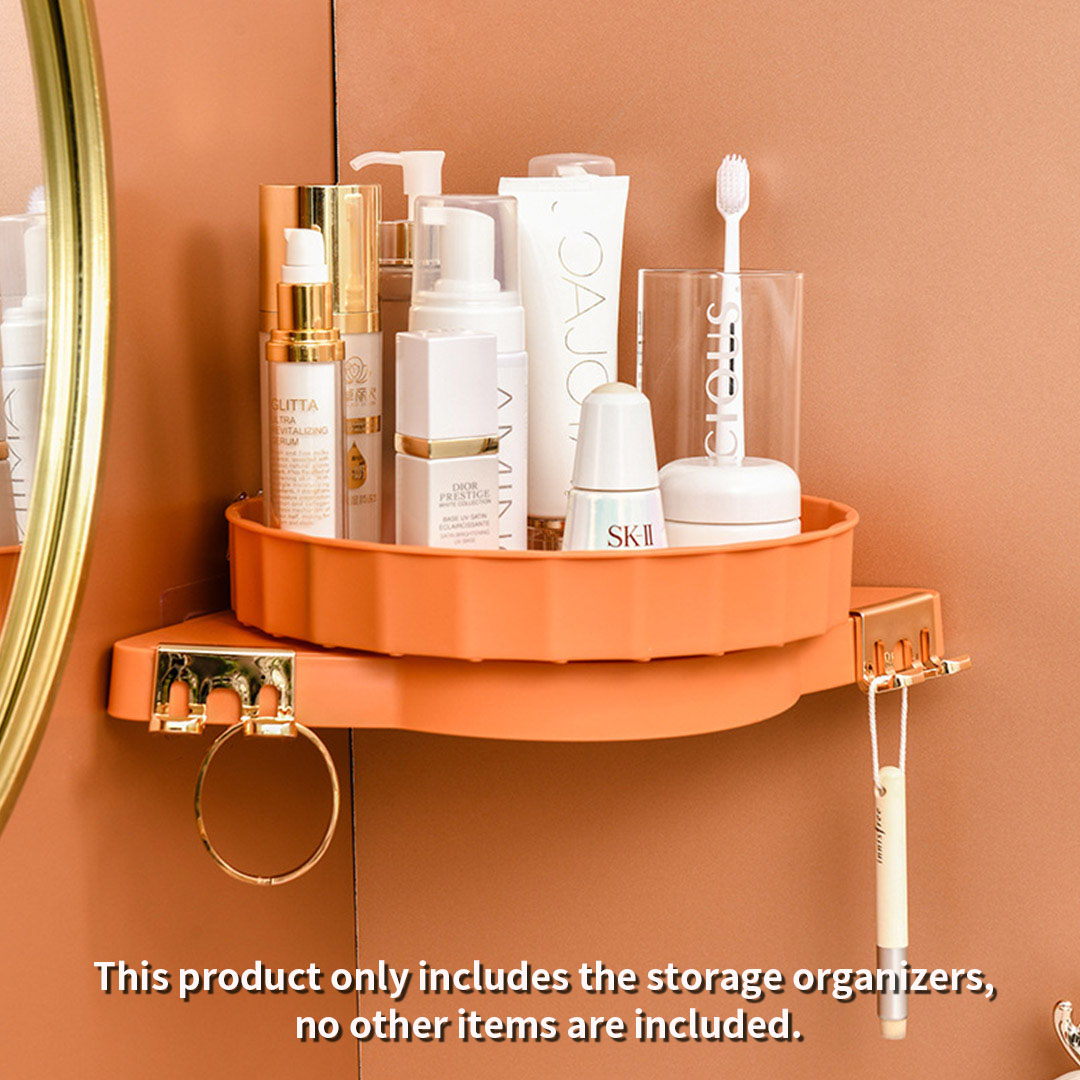 Soga Orange 360 Degree Wall-Mounted Rotating Bathroom Organiser Corner Vanity Rack Toilet Adhesive Storage Shelf, Home, Bathroom, Bathroom Accessories, Bathroom Storage, ,  - Nz Depot 2