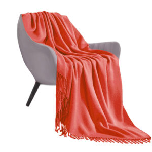 Soga Orange Acrylic Knitted Throw Blanket Solid Fringed Warm Cozy Woven Cover Couch Bed Sofa Home Decor Nz Depot - Nz Depot