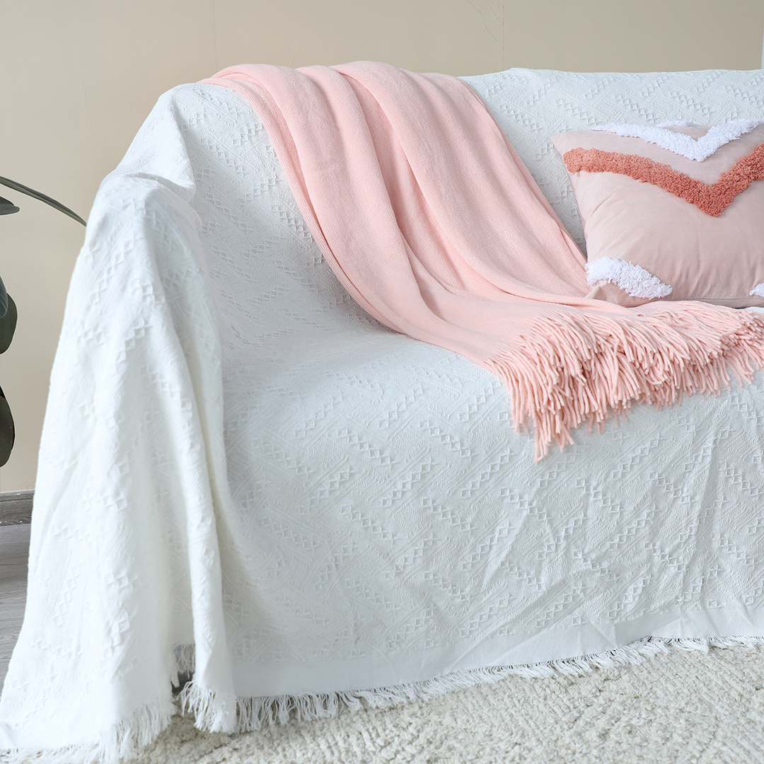 Soga Pink Acrylic Knitted Throw Blanket Solid Fringed Warm Cozy Woven Cover Couch Bed Sofa Home Decor, Home, Bed Linen, Throws And Blankets, Blankets, ,  - Nz Depot 4