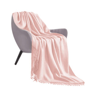 SOGA Pink Acrylic Knitted Throw Blanket Solid Fringed Warm Cozy Woven Cover Couch Bed Sofa Home Decor, Home, Bed Linen, Throws And Blankets, Blankets, ,  - NZ DEPOT 1