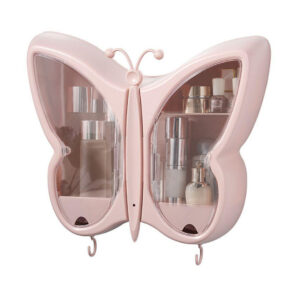 SOGA Pink Butterfly Shape Wall-Mounted Makeup Organiser Dustproof Waterproof Bathroom Storage Box Home Decor, Home, Bathroom, Bathroom Accessories, Bathroom Storage, ,  - NZ DEPOT 1