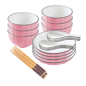 Soga Pink Japanese Style Ceramic Dinnerware Crockery Soup Bowl Plate Server Kitchen Home Decor Set Of 10 Nz Depot 10 - Nz Depot