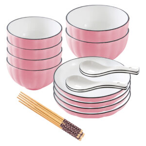 SOGA Pink Japanese Style Ceramic Dinnerware Crockery Soup Bowl Plate Server Kitchen Home Decor Set of 10, Kitchenware, Table Top, Dinnerware, Bowl, ,  - NZ DEPOT 1