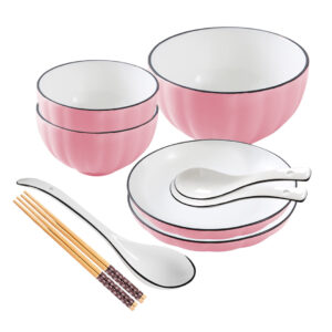 SOGA Pink Japanese Style Ceramic Dinnerware Crockery Soup Bowl Plate Server Kitchen Home Decor Set of 5, Kitchenware, Table Top, Dinnerware, Bowl, ,  - NZ DEPOT 1