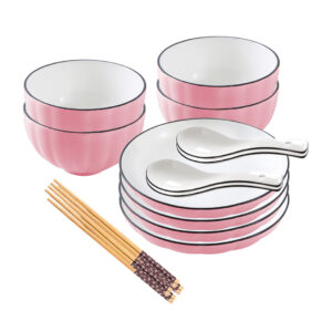 SOGA Pink Japanese Style Ceramic Dinnerware Crockery Soup Bowl Plate Server Kitchen Home Decor Set of 8, Kitchenware, Table Top, Dinnerware, Bowl, ,  - NZ DEPOT 1