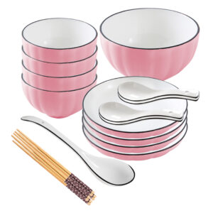 SOGA Pink Japanese Style Ceramic Dinnerware Crockery Soup Bowl Plate Server Kitchen Home Decor Set of 9, Kitchenware, Table Top, Dinnerware, Bowl, ,  - NZ DEPOT 1