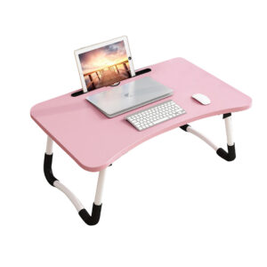 SOGA Pink Portable Bed Table Adjustable Foldable Bed Sofa Study Table Laptop Mini Desk with Notebook Stand Card Slot Holder Home Decor - NZ DEPOT