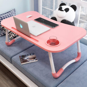 SOGA Pink Portable Bed Table Adjustable Folding Mini Desk Notebook Stand Card Slot Holder with Cup-Holder Home Decor, Desks & Computer Tables, , , , ,  - NZ DEPOT 2