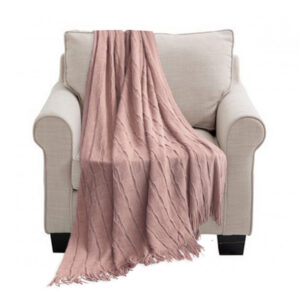 Soga Pink Textured Knitted Throw Blanket Warm Cozy Woven Cover Couch Bed Sofa Home Decor With Tassels Nz Depot - Nz Depot