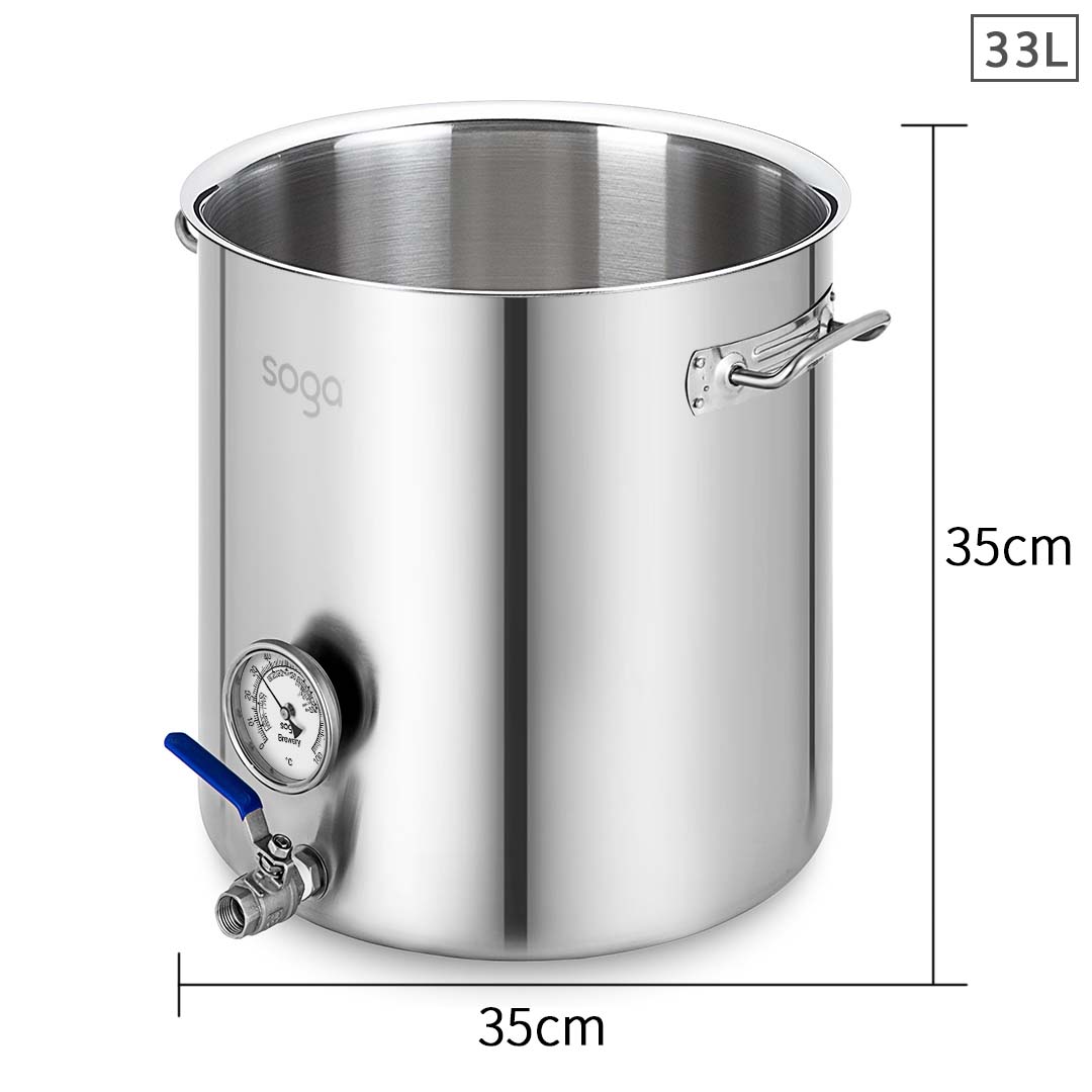 Soga Stainless Steel 33L No Lid Brewery Pot With Beer Valve 35*35Cm, Groceries &Amp; Liquor, Household, Home Brewing &Amp; Wine Making, Equipment, ,  - Nz Depot 2