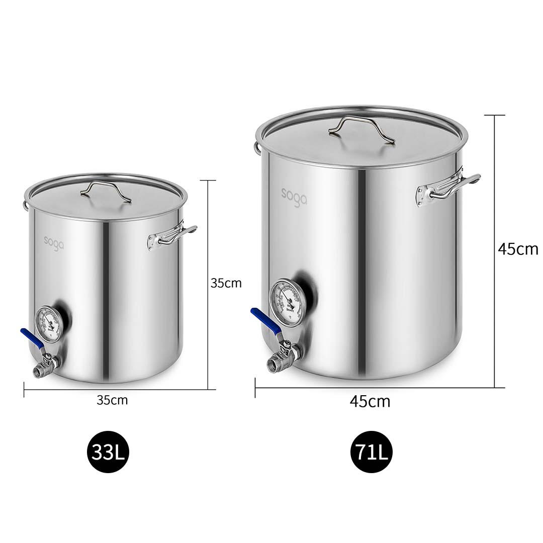 Soga Stainless Steel Brewery Pot 33L 71L With Beer Valve 35Cm 45Cm, Groceries &Amp; Liquor, Household, Home Brewing &Amp; Wine Making, Equipment, ,  - Nz Depot 2