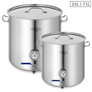 SOGA Stainless Steel Brewery Pot 33L 71L With Beer Valve 35CM 45CM, Groceries & Liquor, Household, Home Brewing & Wine Making, Equipment, ,  - NZ DEPOT 1