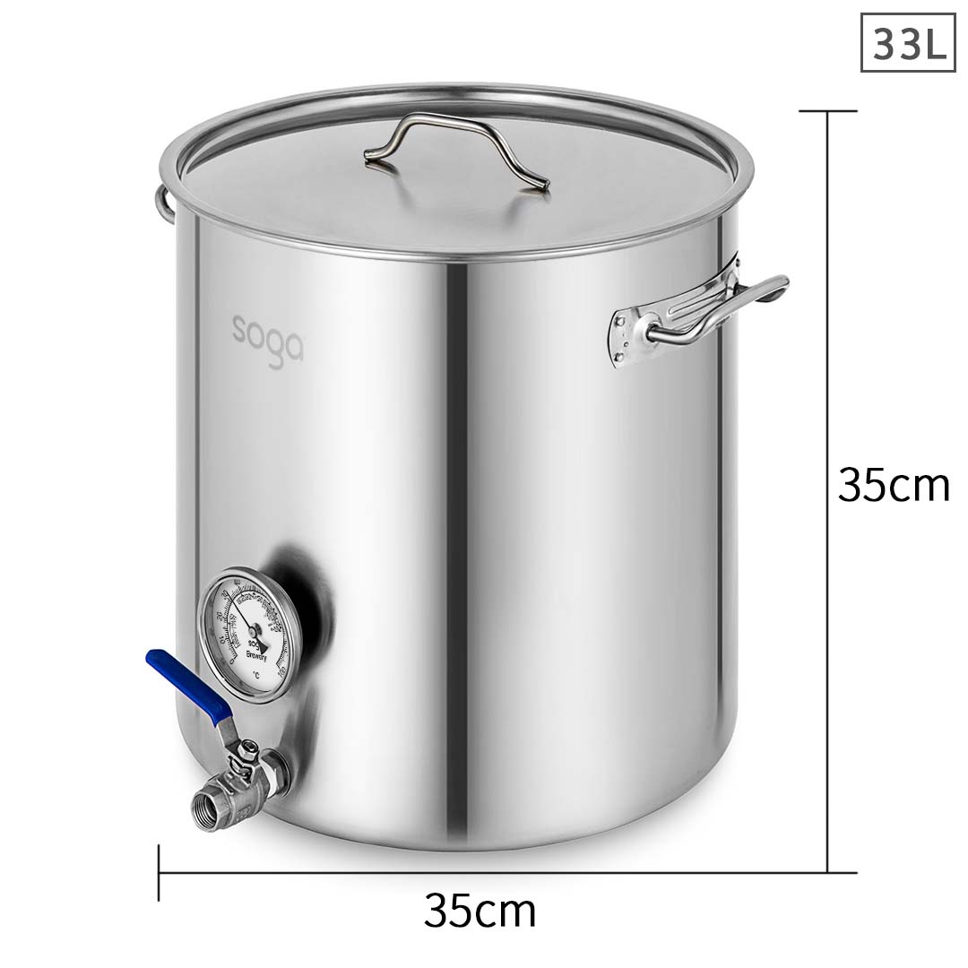 Soga Stainless Steel Brewery Pot 33L With Beer Valve 35*35Cm, Groceries &Amp; Liquor, Household, Home Brewing &Amp; Wine Making, Equipment, ,  - Nz Depot 2