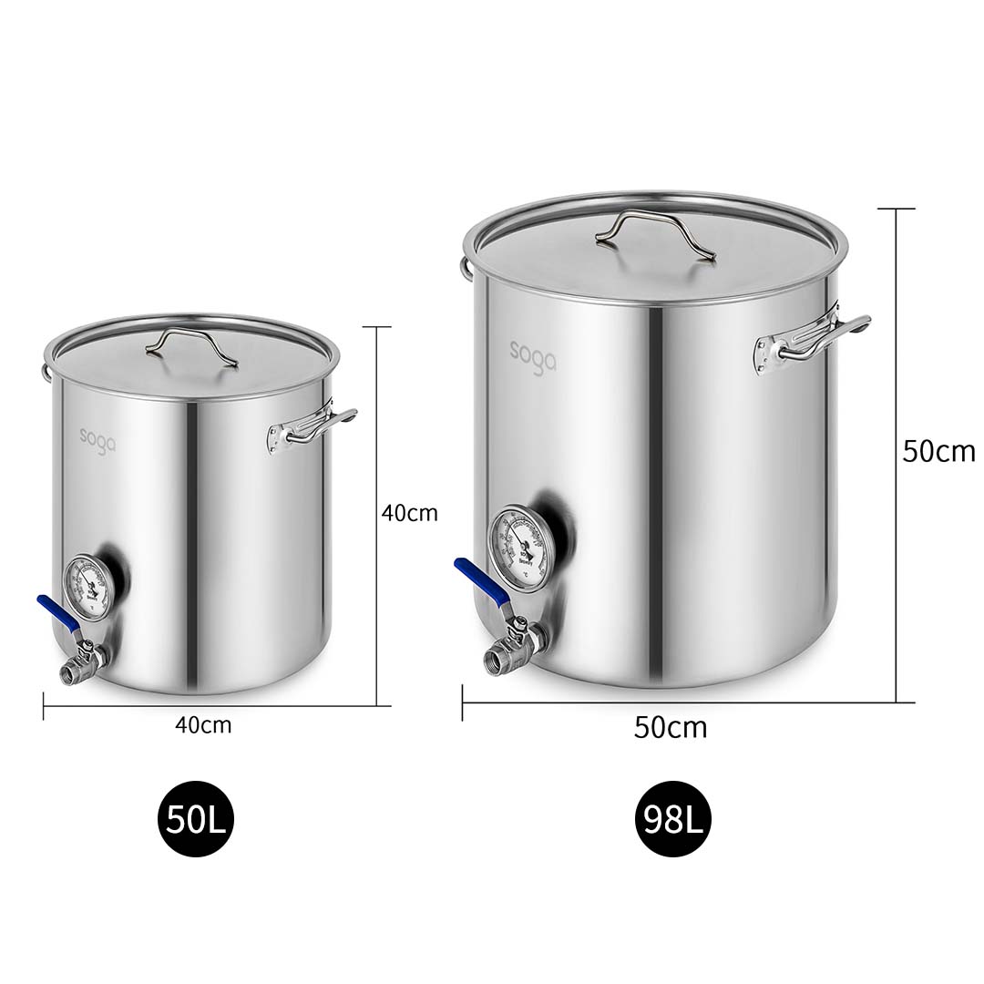 Soga Stainless Steel Brewery Pot 50L 98L With Beer Valve 40Cm 50Cm, Groceries &Amp; Liquor, Household, Home Brewing &Amp; Wine Making, Equipment, ,  - Nz Depot 2