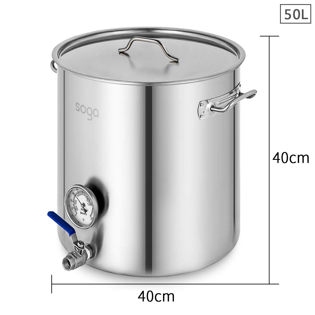 Soga Stainless Steel Brewery Pot 50L With Beer Valve 40*40Cm, Groceries &Amp; Liquor, Household, Home Brewing &Amp; Wine Making, Equipment, ,  - Nz Depot 2