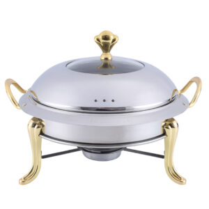 SOGA Stainless Steel Gold Accents Round Buffet Chafing Dish Cater Food Warmer Chafer with Glass Top Lid, Business & Industrial, Food Service, Plate & Dish Warmers, , ,  - NZ DEPOT 1