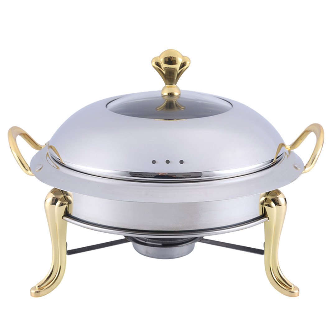 Soga Stainless Steel Gold Accents Round Buffet Chafing Dish Cater Food Warmer Chafer With Glass Top Lid, Business &Amp; Industrial, Food Service, Plate &Amp; Dish Warmers, , ,  - Nz Depot 1