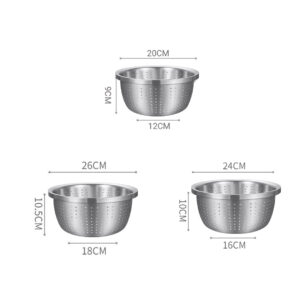 SOGA Stainless Steel Nesting Basin Colander Perforated Kitchen Sink Washing Bowl Metal Basket Strainer Set of 3, Home & Living, Kitchen & Dining, Bakeware, Mixing Bowls,  - NZ DEPOT 2