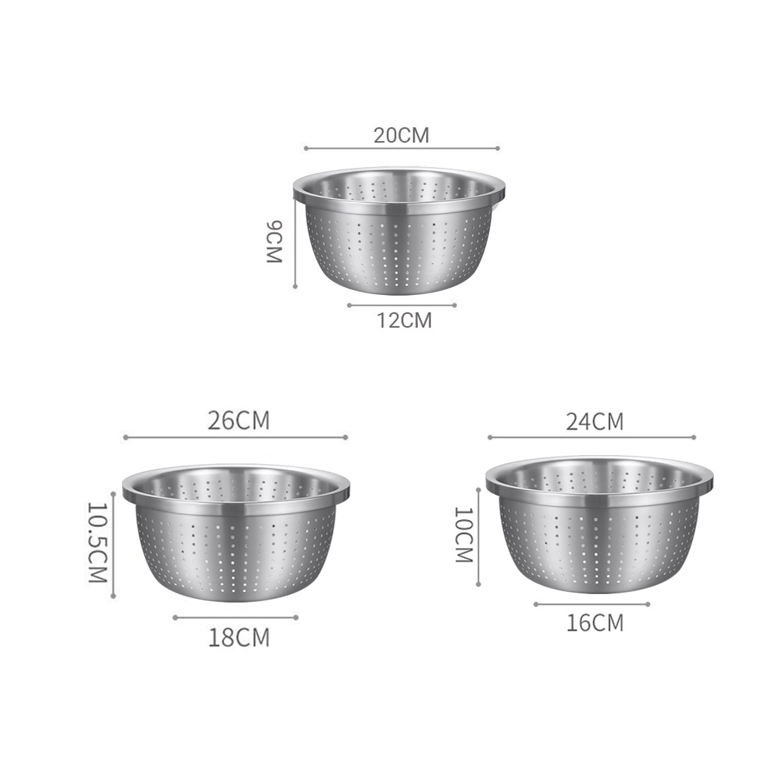 Soga Stainless Steel Nesting Basin Colander Perforated Kitchen Sink Washing Bowl Metal Basket Strainer Set Of 3, Home &Amp; Living, Kitchen &Amp; Dining, Bakeware, Mixing Bowls,  - Nz Depot 2