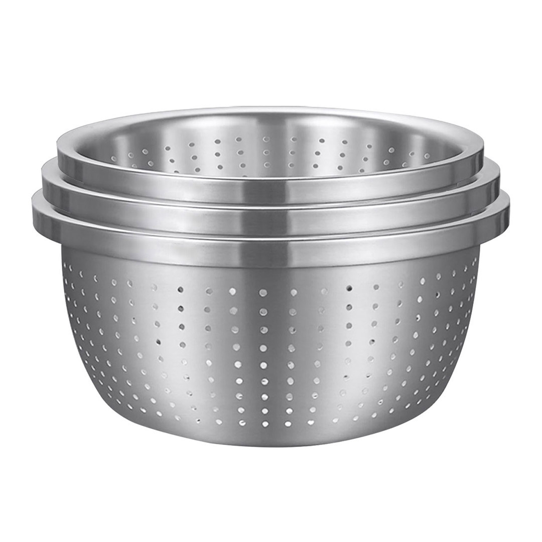 Soga Stainless Steel Nesting Basin Colander Perforated Kitchen Sink Washing Bowl Metal Basket Strainer Set Of 3, Home &Amp; Living, Kitchen &Amp; Dining, Bakeware, Mixing Bowls, ,  - Nz Depot 1