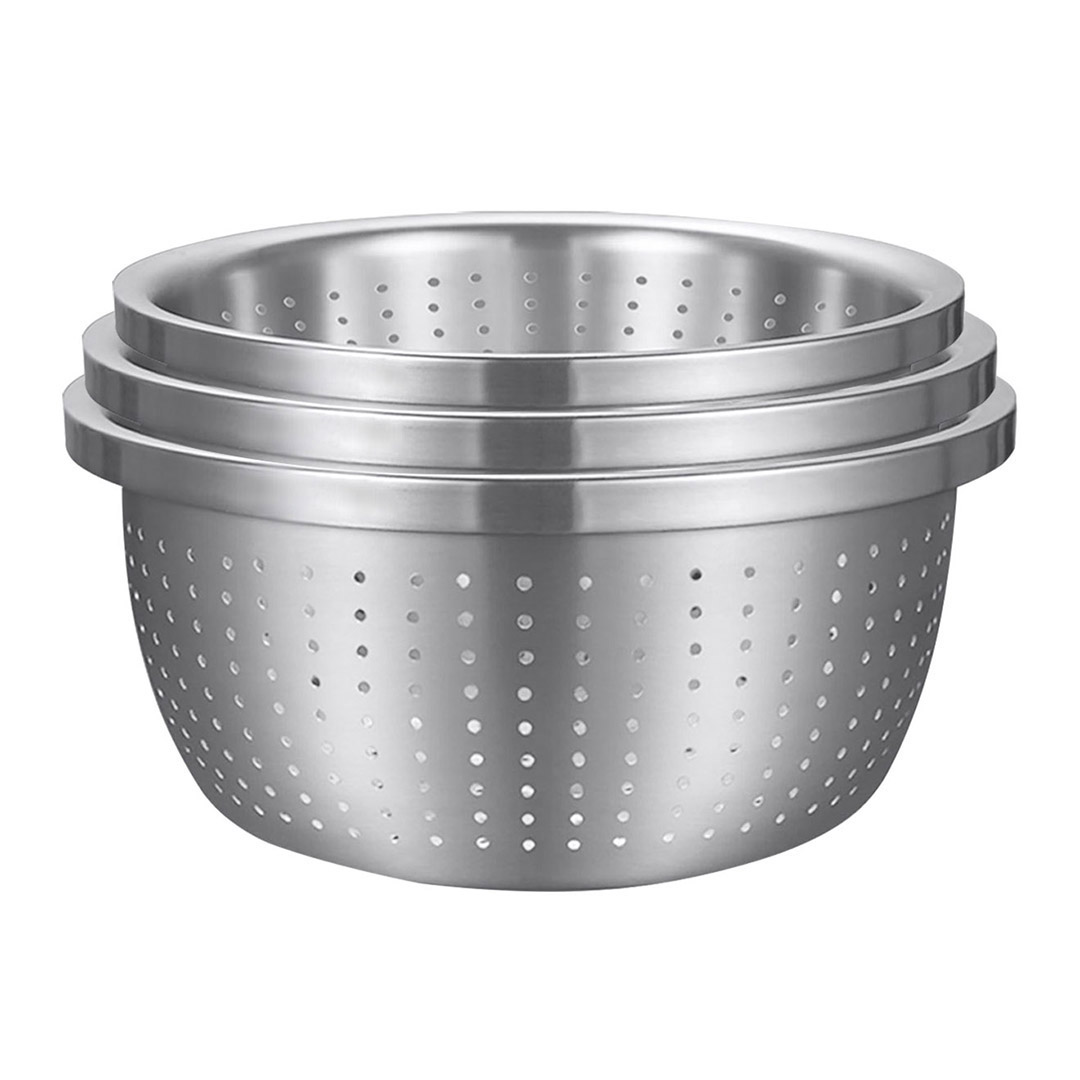 Soga Stainless Steel Nesting Basin Colander Perforated Kitchen Sink Washing Bowl Metal Basket Strainer Set Of 3, Home &Amp; Living, Kitchen &Amp; Dining, Bakeware, Mixing Bowls,  - Nz Depot 1