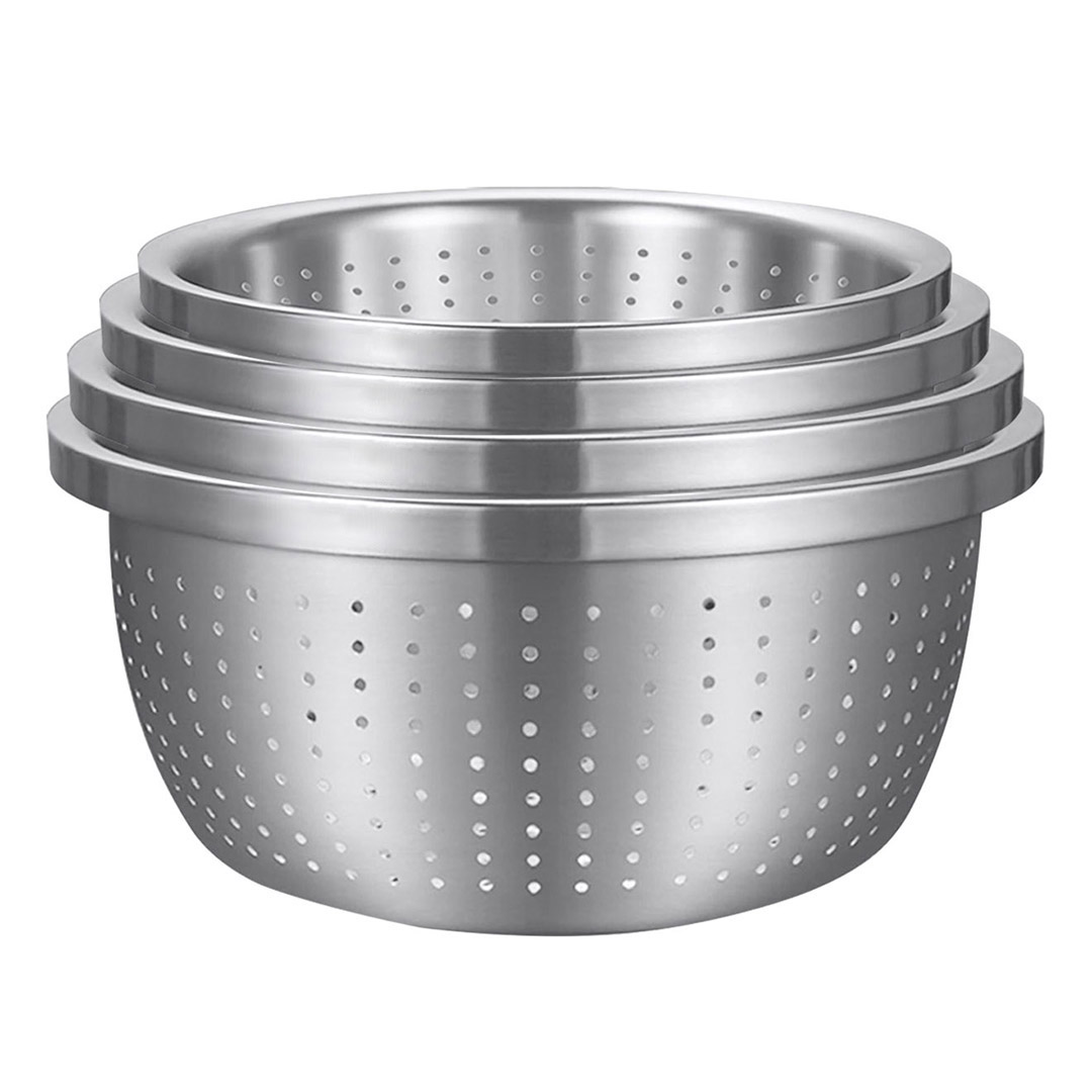 Soga Stainless Steel Nesting Basin Colander Perforated Kitchen Sink Washing Bowl Metal Basket Strainer Set Of 4, Home &Amp; Living, Kitchen &Amp; Dining, Bakeware, Mixing Bowls, ,  - Nz Depot 1