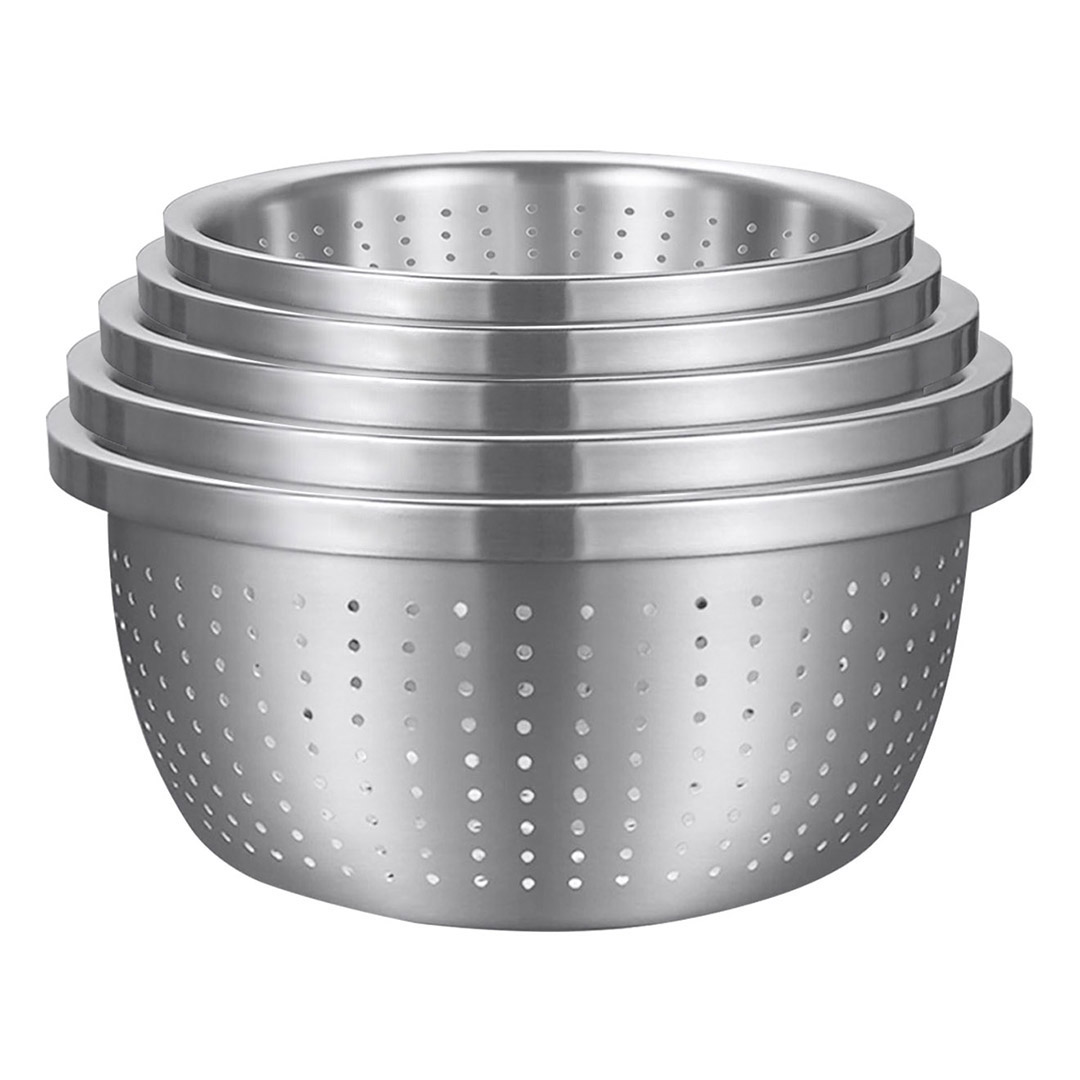 Soga Stainless Steel Nesting Basin Colander Perforated Kitchen Sink Washing Bowl Metal Basket Strainer Set Of 5, Home &Amp; Living, Kitchen &Amp; Dining, Bakeware, Mixing Bowls, ,  - Nz Depot 1