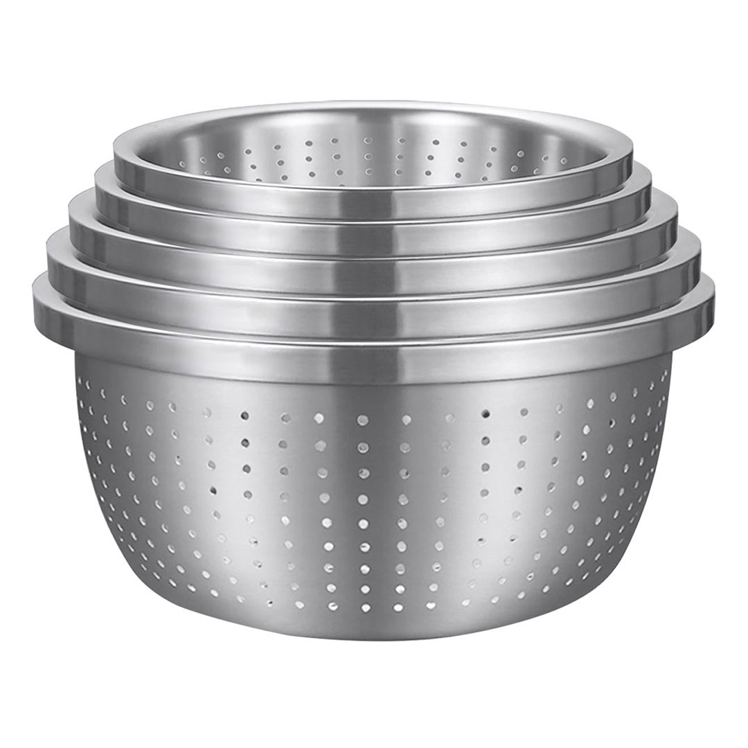 Soga Stainless Steel Nesting Basin Colander Perforated Kitchen Sink Washing Bowl Metal Basket Strainer Set Of 5, Home &Amp; Living, Kitchen &Amp; Dining, Bakeware, Mixing Bowls, ,  - Nz Depot 1