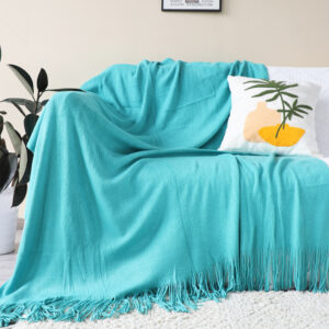 SOGA Teal Acrylic Knitted Throw Blanket Solid Fringed Warm Cozy Woven Cover Couch Bed Sofa Home Decor, Home, Bed Linen, Throws And Blankets, Blankets, ,  - NZ DEPOT 2