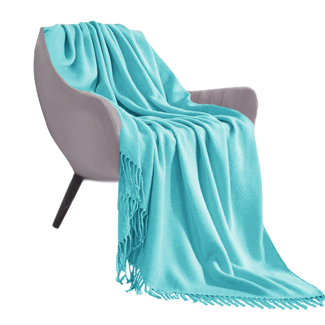 Soga Teal Acrylic Knitted Throw Blanket Solid Fringed Warm Cozy Woven Cover Couch Bed Sofa Home Decor, Home, Bed Linen, Throws And Blankets, Blankets, ,  - Nz Depot 1