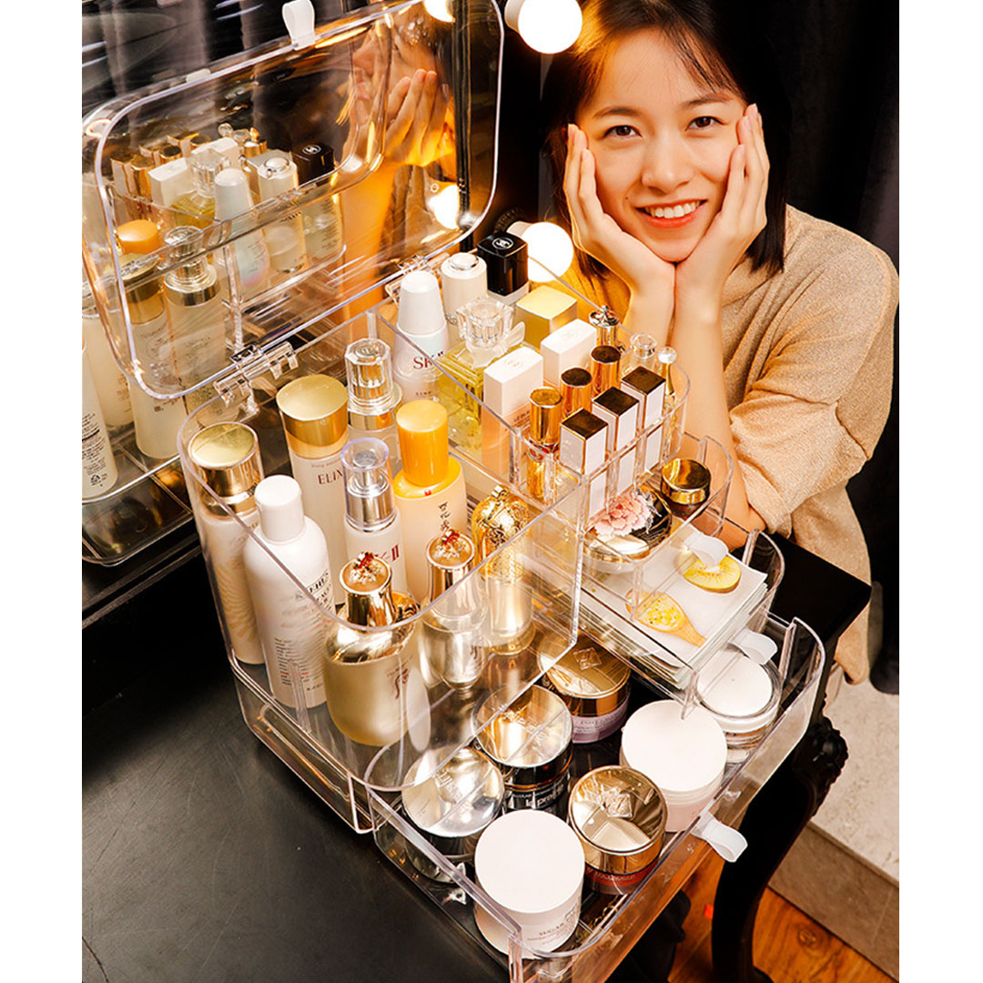 SOGA Transparent Cosmetic Storage Box Clear Makeup Skincare Holder with Lid Drawers Waterproof Dustproof Organiser, Home, Bathroom, Bathroom Accessories, Bathroom Storage, ,  - NZ DEPOT 7