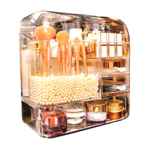 SOGA Transparent Cosmetic Storage Box Clear Makeup Skincare Holder with Lid Drawers Waterproof  Dustproof Organiser with Pearls, Home, Bathroom, Bathroom Accessories, Bathroom Storage, ,  - NZ DEPOT 1