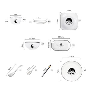 SOGA White Antler Printed Ceramic Dinnerware Set Crockery Soup Bowl Plate Server Kitchen Home Decor Set of 34, Kitchenware, Table Top, Dinnerware, Bowl, ,  - NZ DEPOT 2