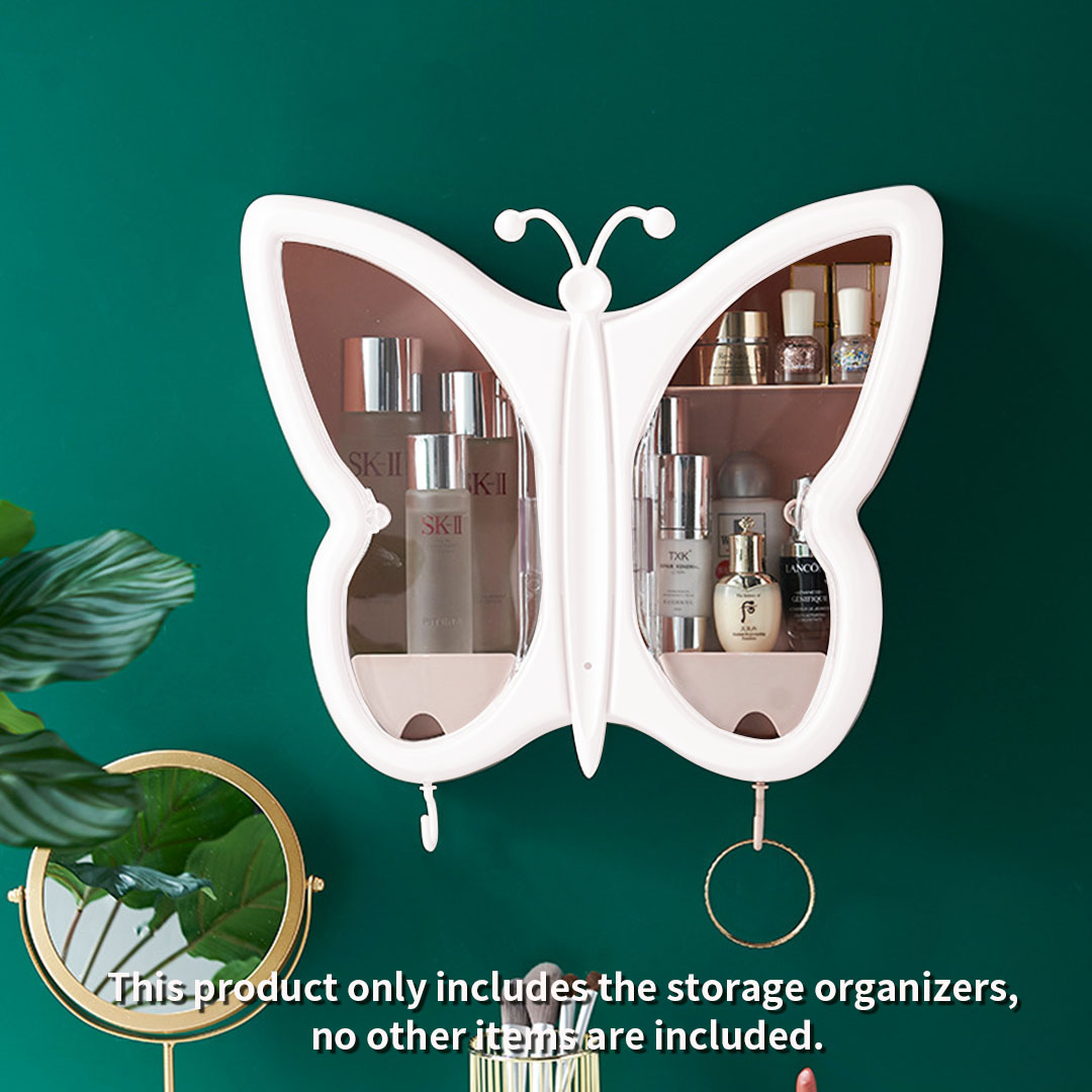 Soga White Butterfly Shape Wall-Mounted Makeup Organiser Dustproof Waterproof Bathroom Storage Box Home Decor, Home, Bathroom, Bathroom Accessories, Bathroom Storage, ,  - Nz Depot 3