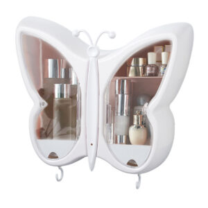 SOGA White Butterfly Shape Wall-Mounted Makeup Organiser Dustproof Waterproof Bathroom Storage Box Home Decor, Home, Bathroom, Bathroom Accessories, Bathroom Storage, ,  - NZ DEPOT 1