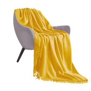 Soga Yellow Acrylic Knitted Throw Blanket Solid Fringed Warm Cozy Woven Cover Couch Bed Sofa Home Decor Nz Depot - Nz Depot