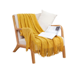 Soga Yellow Diamond Pattern Knitted Throw Blanket Warm Cozy Woven Cover Couch Bed Sofa Home Decor With Tassels Nz Depot - Nz Depot