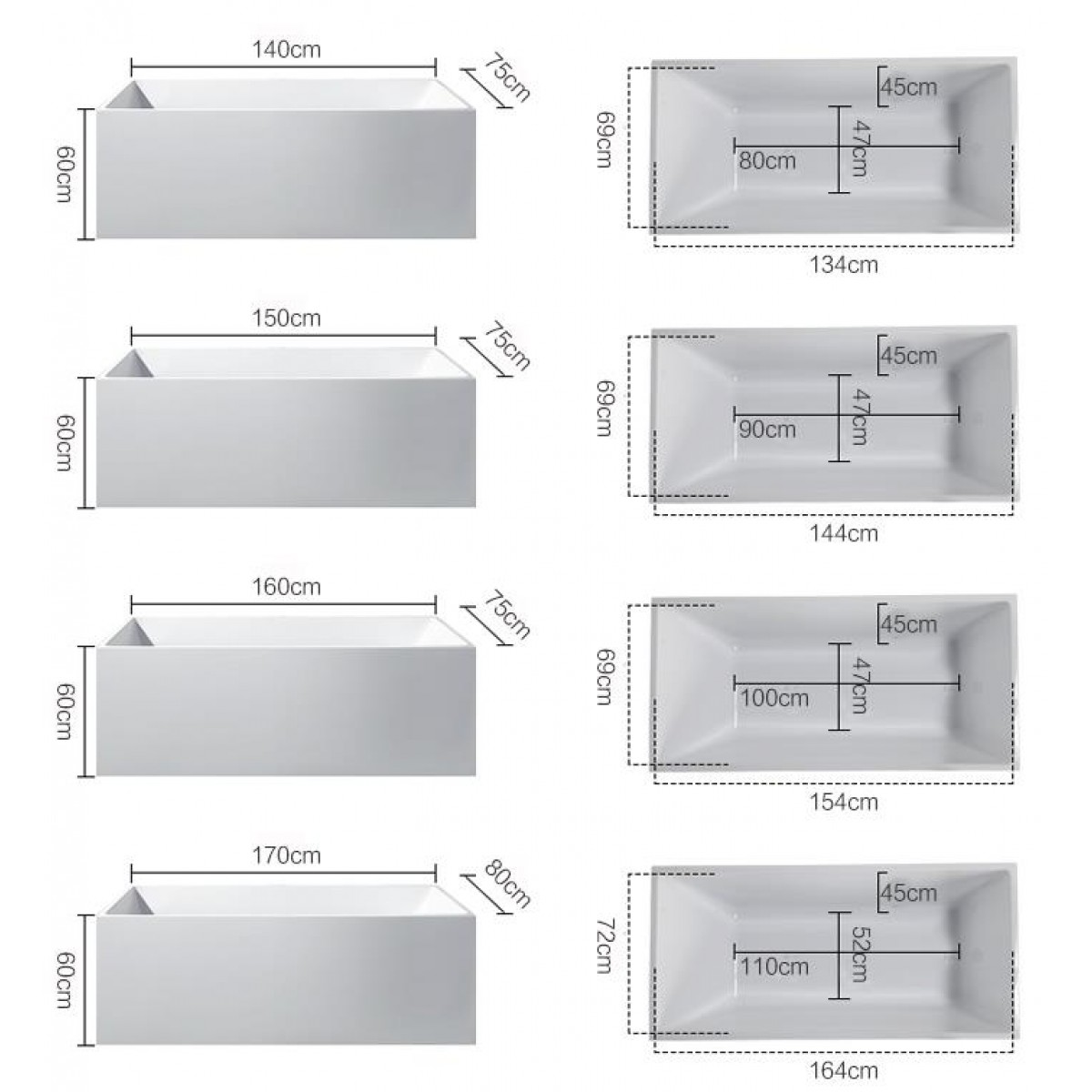 Freestanding Bath Cathy Rectangle 1600Mm Ke3033 1600Mm Freestanding Bath Tub Nz Depot 3 - Nz Depot