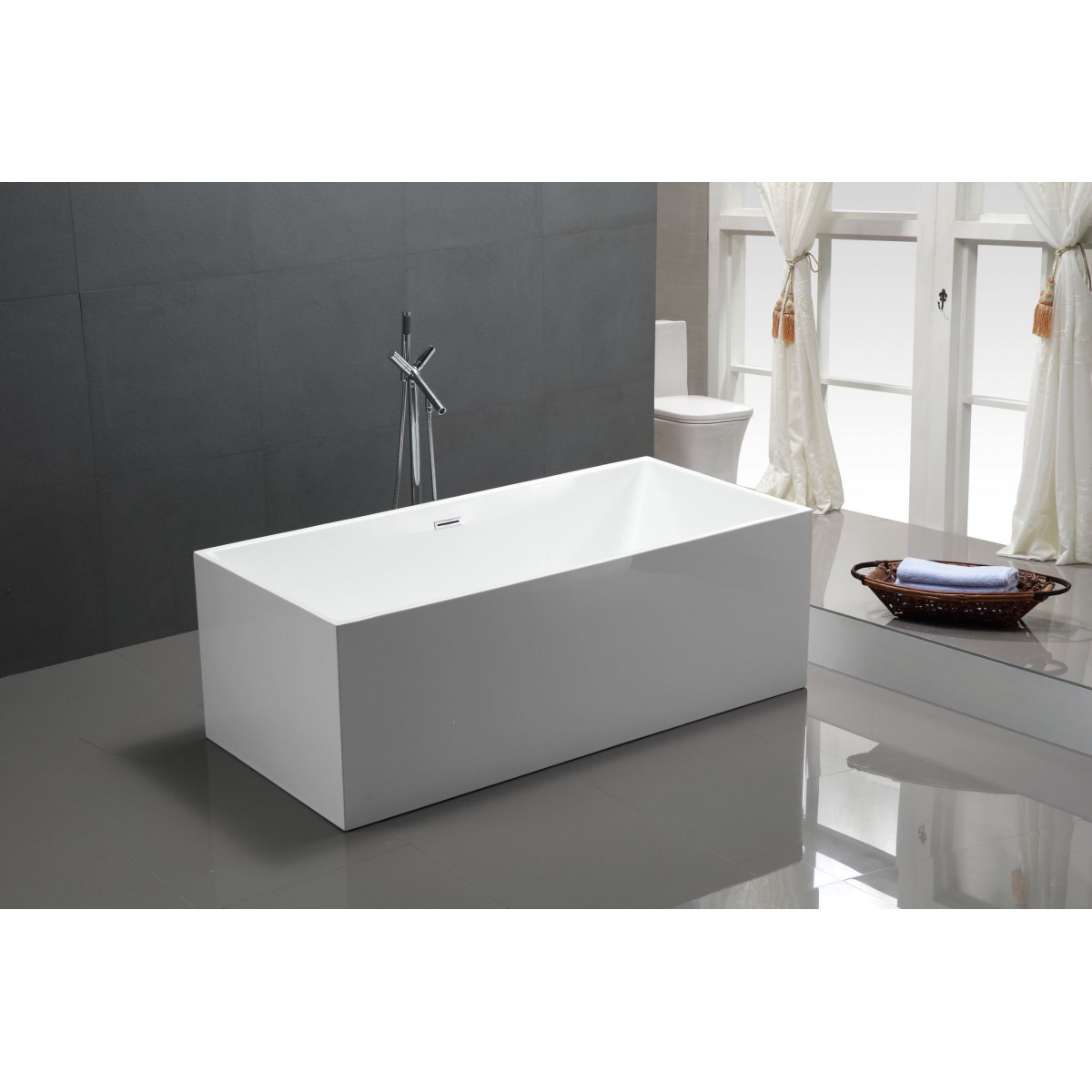 Freestanding Bath - Cathy Rectangle 1700Mm, Freestanding Bath Tub - Nz Depot