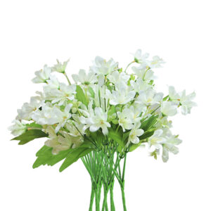 SOGA 10 Bunch Artificial Silk Lilium nanum 6 Heads Flower Fake Bridal Bouquet Table Decor White, Home & Living, Home Decor, Artificial Plants, , ,  - NZ DEPOT 1