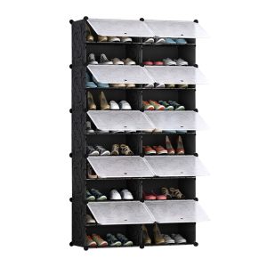 SOGA 10 Tier 2 Column Shoe Rack Organizer Sneaker Footwear Storage Stackable Stand Cabinet Portable Wardrobe with Cover, Furniture, Storage & Shelving, Shoe Storage, , ,  - NZ DEPOT 1