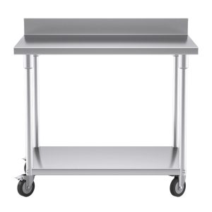 SOGA 100cm Commercial Catering Kitchen Stainless Steel Prep Work Bench Table with Backsplash and Caster Wheels, furniture, kitchen & dining room furniture, buffets, sideboards & kitchen islands, , ,  - NZ DEPOT 2