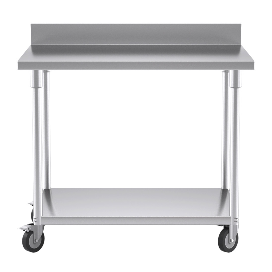 Soga 100Cm Commercial Catering Kitchen Stainless Steel Prep Work Bench Table With Backsplash And Caster Wheels, Furniture, Kitchen &Amp; Dining Room Furniture, Buffets, Sideboards &Amp; Kitchen Islands, , ,  - Nz Depot 2