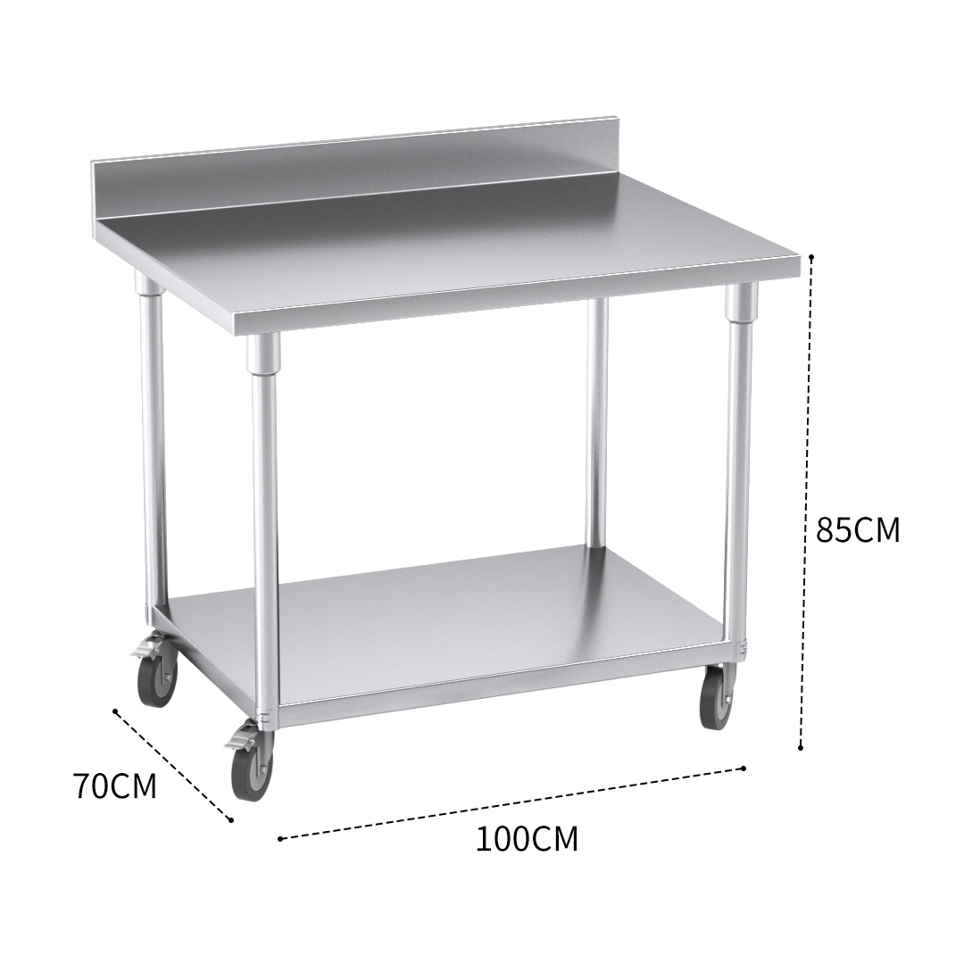 Soga 100Cm Commercial Catering Kitchen Stainless Steel Prep Work Bench Table With Backsplash And Caster Wheels, Furniture, Kitchen &Amp; Dining Room Furniture, Buffets, Sideboards &Amp; Kitchen Islands, , ,  - Nz Depot 3